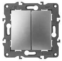 Выключатель без рамки Эра Elegance 2-кл. алюминий картинка